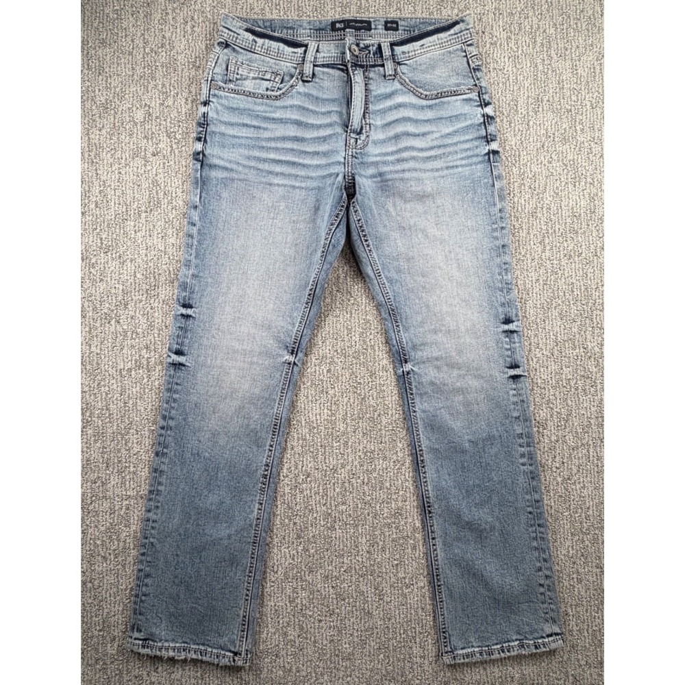BKE Jake Straight Jeans Mens 33x32 Blue Light Wash Stretch FNP16720